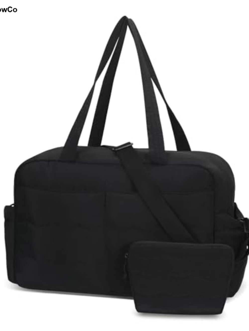 Quilted Nylon Travel Duffel Bag with Toiletry Pouch, Weekender Carry On, 31L